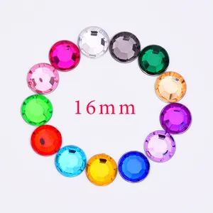 16mm Crystal Round Rhinestones Flat Back Strass Crystal Stones Acrylic Gems Scrapbook Beads for DIY Clothes Crafts