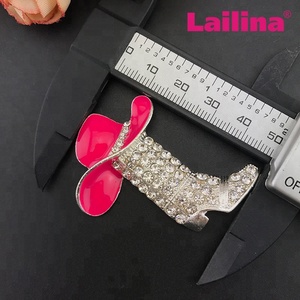 Cao Bồi Mũ Pha Lê Boot Hồng Rhinestone Trâm Cài - Product Image 3