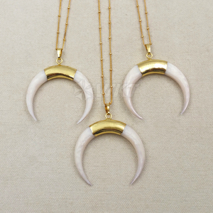 WT-N1068 WKT Nuovo Modo All'ingrosso Placcatura In Oro Vero Gioielli Forma di <span class=keywords><strong>Mezzaluna</strong></span> White Shell <span class=keywords><strong>Collana</strong></span> - Product Image 3