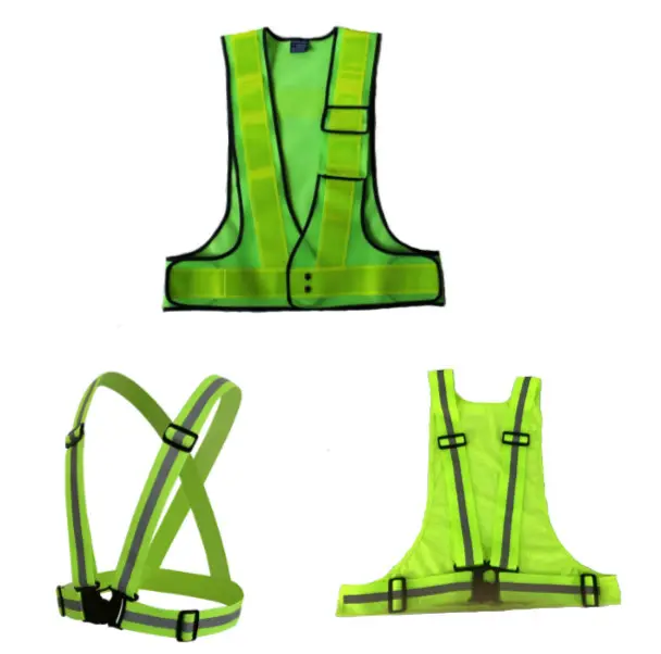 En471 lampeggiante strada bianca colorata hi vis verde arancione rete a rete tessuto in poliestere sicurezza riflettente gilet a forma di v con tasca