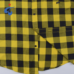Camisa de Franela a Cuadros Amarillo Brillante y Negro para Hombre, Cómoda, Teñida con Hilo de Fantasía, al por Mayor - Product Image 4