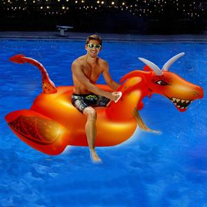 Dragon gonflable jumbo en vinyle orange personnalisé en usine sur flotteur chaise longue d'eau durable rider island - Product Image 3