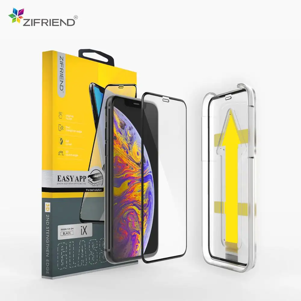 Hoja de vidrio templado para móvil, Protector de pantalla transparente de Vidrio Curvo para Iphone 8, Zifriend, 3d 2019, 9h, 98%