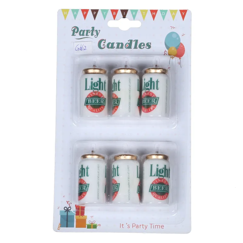 Exquisita promoción latas de cerveza velas de cumpleaños para vacaciones