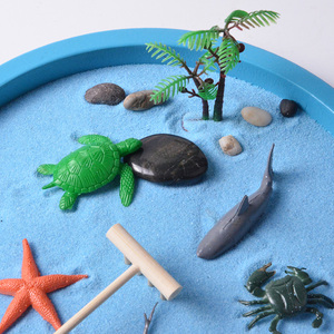 Vente en gros d'usine de jardins zen avec plateau rond et accessoires d'animaux marins, mini kit de jardin zen avec panneau pour bureau - Product Image 4