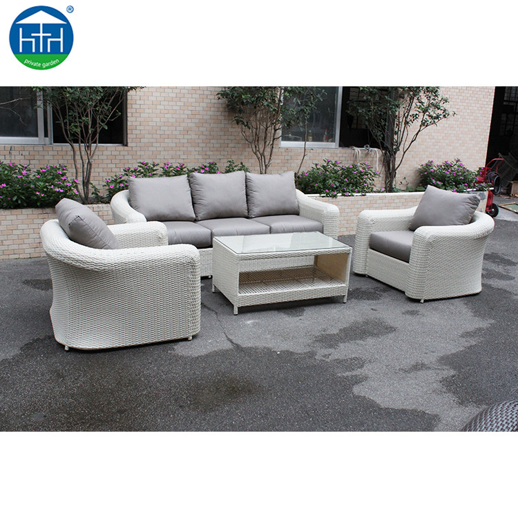 White Wicker Sofa Synthetic Resin Wicker Patio Furniture Black And