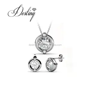 Ensemble de bijoux pendentifs et boucles d'oreilles Fashion Daisini orné de cristaux <span class=keywords><strong>Swarovski</strong></span> <span class=keywords><strong>parure</strong></span> de bijoux en plaqué or 18 carats pour femme - Product Image 1