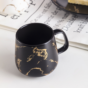 Custom Logo Print Eco-Friendly Porcelain Matte White Marble <strong>Gold</strong> <strong>Mug</strong> - Product Image 5