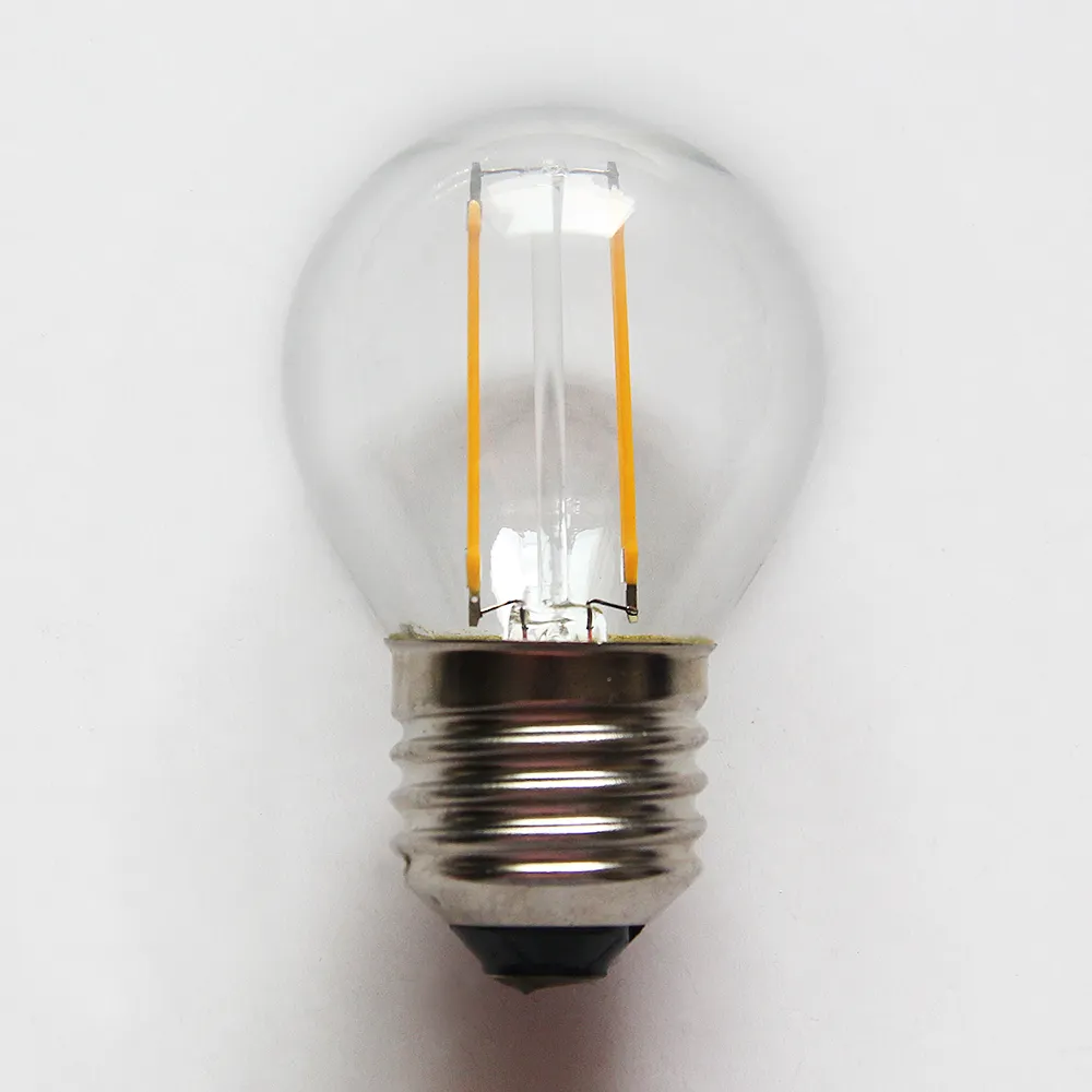 PS45 E27 B22 base 2 watt clear glass cover LED filament light bulb for decoration