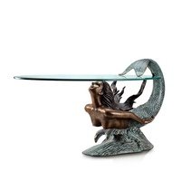 Table basse en bronze métallique sirène et dauphin pour la décoration