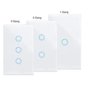 T1 US/AU Smart Wifi Wall Touch Light Switch 1/2/3 Gang Touch/WiFi/RF/APP Remote Smart Home Controller Work with Alexa e7win