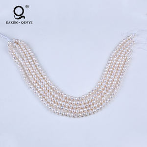 Dây chuỗi ngọc trai nước ngọt hình khoai tây trắng tự nhiên AA 7-8mm Daking Jewelry - Product Image 3