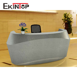 Ekintop Cheap <strong>High</strong> <strong>Gloss</strong> Mirror 3 Person Acrylic Glass Spa Tufted Reception <strong>Desk</strong> with No Wheels - Product Image 4