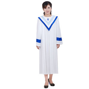 Vestido de noche rojo y blanco personalizado para mujeres, traje para Clérigo o iglesia - Product Image 4