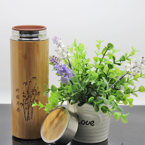 Thermos en bambou naturel de 500 ml, <span class=keywords><strong>tasse</strong></span> à café avec intérieur en sable violet - Product Image 2