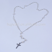 Nouveau collier de prière catholique avec chapelet de perles, pendentif en forme de crucifix de Jésus