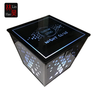 Tables de nuit modernes sans fil à DEL Mobilier en acier noir et verre pour fêtes, événements, salons, hôtels, banquets