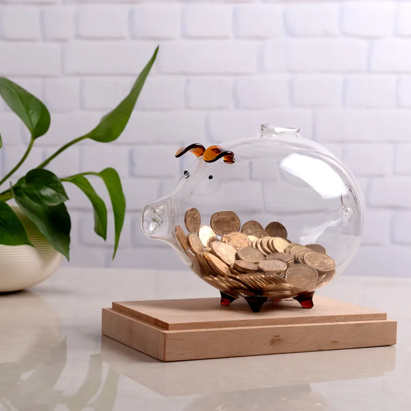 Schattig Ontwerp Transparant Spaarvarken Spaarpot Geldbesparende Dozen Bank Glas Doorzichtige Transparante Spaarpot