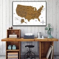 Papel recubierto hecho a mano de 88x52CM, regalo de Navidad, Mapa para rascar, EE. UU., soporte para viajeros, serigrafía personalizada