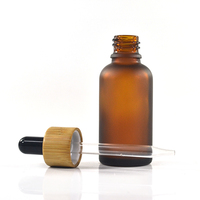 Bouteille Compte-Gouttes en Verre pour Huile Essentielle, Givrée, Verte, Bleue, Ambrée, Transparente, avec Couvercle en Bambou, 5 ml, 10 ml, 15 ml, 20 ml, 30 ml, 50 ml, 100 ml