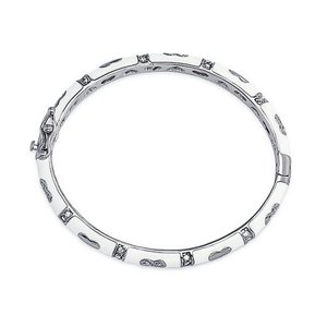 Grosir gelang perhiasan wanita gelang hati Enamel putih buatan tangan berlapis emas 18K