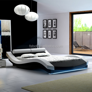 Lits de chambre à coucher modernes Tête de <span class=keywords><strong>lit</strong></span> à LED Lampe de lecture A022-1 <span class=keywords><strong>Lit</strong></span> bas moderne et élégant <span class=keywords><strong>avec</strong></span> tête de <span class=keywords><strong>lit</strong></span> rembourrée pour chambre à coucher - Product Image 1