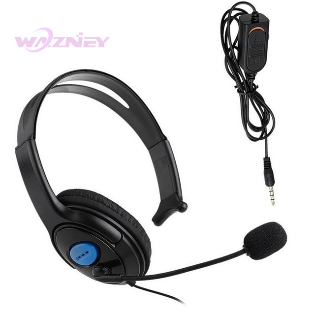 Black 3.5mm Single Game Headphone Headset With Microphone Wired for Sony PS4 PS5 PlayStation Computer Game Gaming Earphone