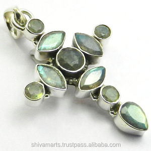 Precio al por mayor 925 plata esterlina labradorita piedra preciosa Cruz colgante joyería fina colgantes y dijes - Product Image 2