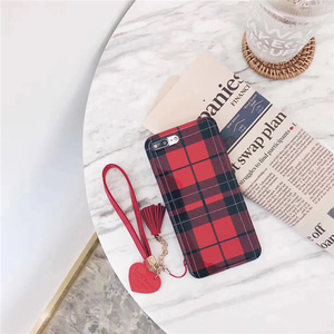 <span class=keywords><strong>Venta</strong></span> caliente lindo paño borla estilo británico pu suave caso del teléfono móvil para el iPhone 6 S 7 8 más X - Product Image 6