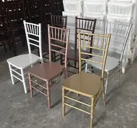 Stackable Wood Chiavari Chairs for Banquet, White, Gold