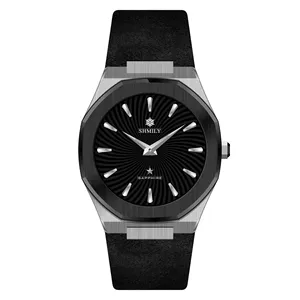 2022 Custom Logo Printed Black Edges Corners Crystal Watches Men Wrist Quartz Watches