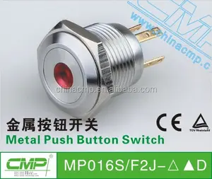 CMP à prova d' água 16mm 5v interruptor momentâneo impulso de metal botão spst LED com TUV CE