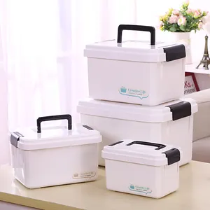 2 Tiers Multifunction Manicure Tool Household Medicine Storage Box Plastic First Aid Box With Lock