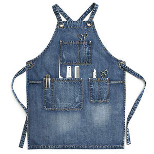 Delantal Vaquero Resistente de Mezclilla con Diseño Cruzado Impermeable, Personalizable, Sin Mangas, con Presilla para Toalla y Bolsillos para Herramientas - Product Image 1
