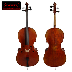 Cello professionnel Sinomusik avec étiquette personnalisée, son de qualité, instrument à cordes, peint à la main à l'huile, érable flammé rouge brun, table en épicéa sculptée - Product Image 1