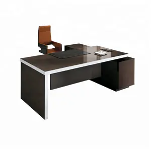 Luxury American Simple Style 50mm Thickness Desktop With Aluminum Edge banding Office Modern Executive Desk Furniture