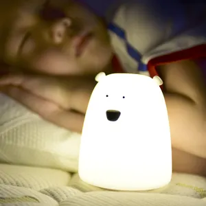 Luz noturna portátil com desenhos, luz led de urso, multicolor, para crianças