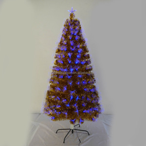 Albero ottico in fibra d'oro lucido di vendita calda, albero di natale in fibra di fiori di prugna blu - Product Image 1