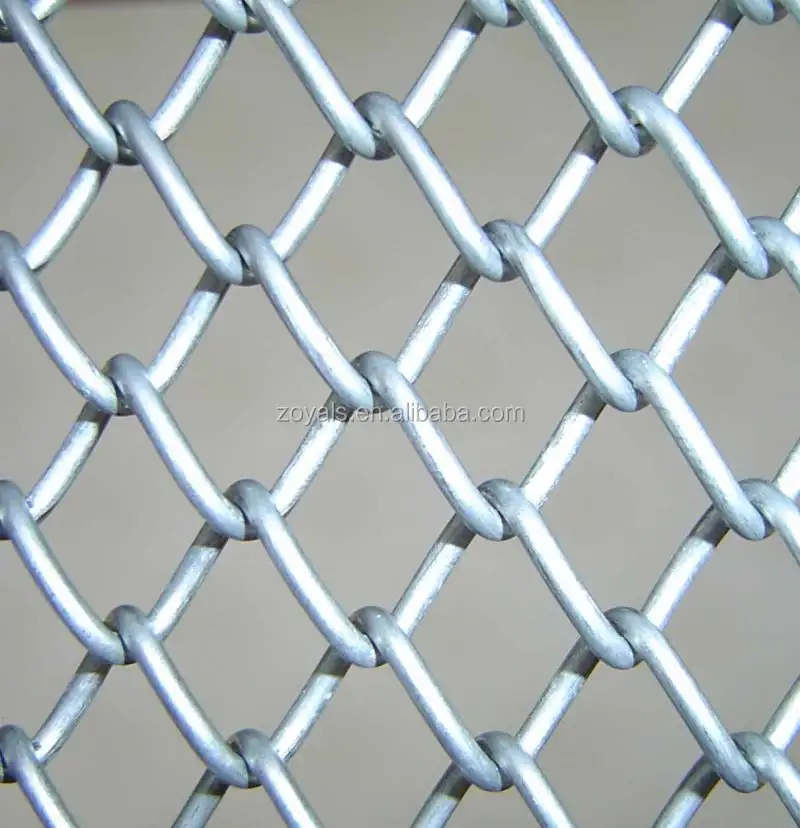 Metal galvanized chain link wire mesh fence with barbed wire