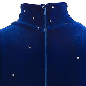 Abito per Pattinaggio Artistico LIUHUO, Vestito da Pattinaggio su Ghiaccio per Ragazze, <span class=keywords><strong>Blu</strong></span> in Velluto con Strass, Abbigliamento per Esibizioni di Pattinaggio Fatto a Mano - Product Image 4