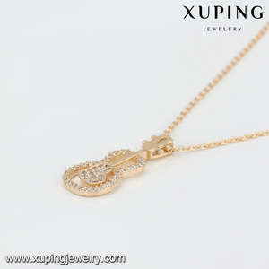 Collar de Oro de <span class=keywords><strong>3</strong></span> Gramos xuping 43975, Diseño de Violín con Circonita, Chapado en Oro, Joyería de Moda - Product Image 5