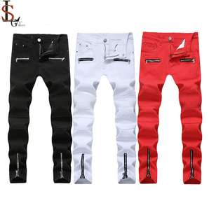 Nuovo <span class=keywords><strong>Jeans</strong></span> Skinny da motociclista da <span class=keywords><strong>uomo</strong></span> <span class=keywords><strong>Jeans</strong></span> da moto Stretch <span class=keywords><strong>Cargo</strong></span> Denim con cerniere pieghettate pantaloni taglie forti da <span class=keywords><strong>uomo</strong></span> - Product Image 2