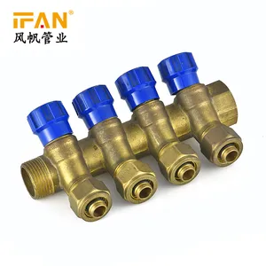 IFAN Sản Xuất 3/4 "2way 3way 4way 1" Manifold Ball Valve Vàng Brass Water Manifold Cho Hệ Thống Sưởi Ấm Sàn