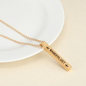 Collana con Ciondolo a Barra Verticale Incisa 3D in Acciaio Inossidabile Personalizzata, Gioielli Minimalisti all'Ingrosso per Uomo e <span class=keywords><strong>Donna</strong></span>, Charm in Oro 14K - Product Image 5