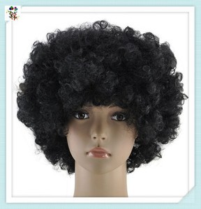 Ventilador de futebol festa barato cor preta grande encaracolada peruca <span class=keywords><strong>afro</strong></span> HPC-0033