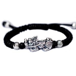 LONGJIE <span class=keywords><strong>Factory</strong></span> wholessales Fashion Design 999 argento bracciale Pixiu tessuto gioielli corda braccialetto per gli uomini - Product Image 1