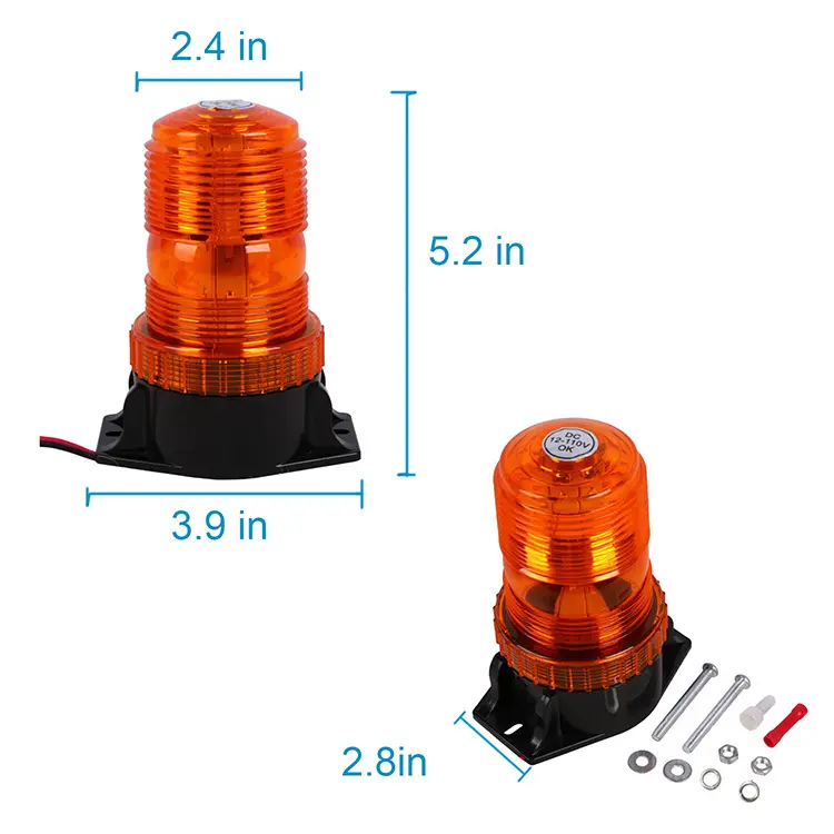 30 LED 10-110V DC amber/yellow 9W emergency safety warning flashing forklift light