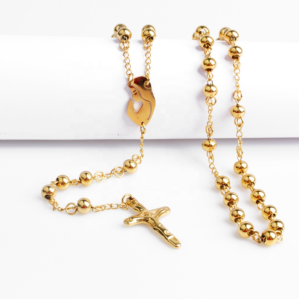 18k Gold Rosary Bead Necklace Sample 