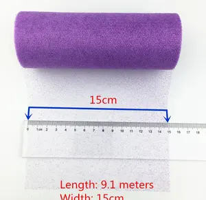 婚礼装饰欧拉子激光DIY工艺品生日派对用品10Yds 15厘米线轴图纹亮片薄纱卷