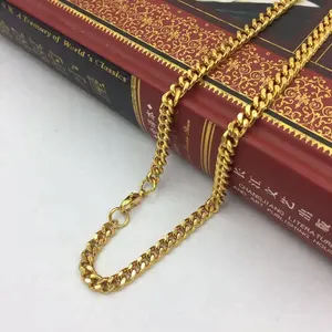 High quality cuban 18k solid yellow gold chain link chains hotsale factory price for fashion man